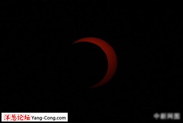 图为1月15日北京时间16:52拍摄到的太阳。中新网记者 金硕 摄