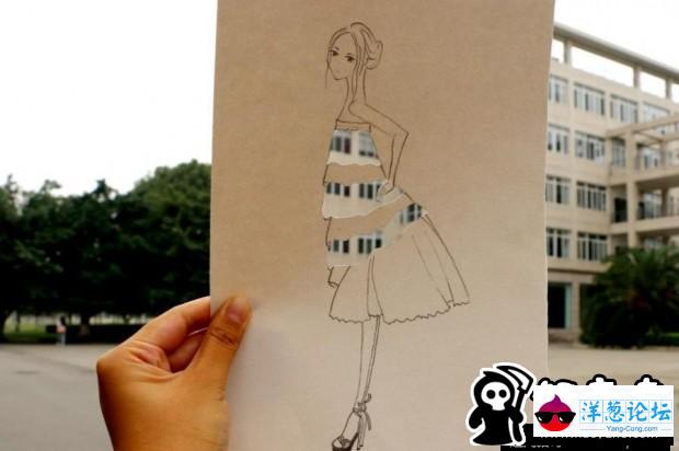 四川大学女生创意“时装秀”  把校景穿身上(4)