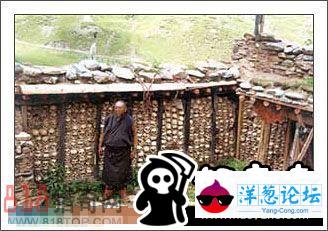揭秘：实拍西藏神秘恐怖的天葬骷髅骨墙(组图)